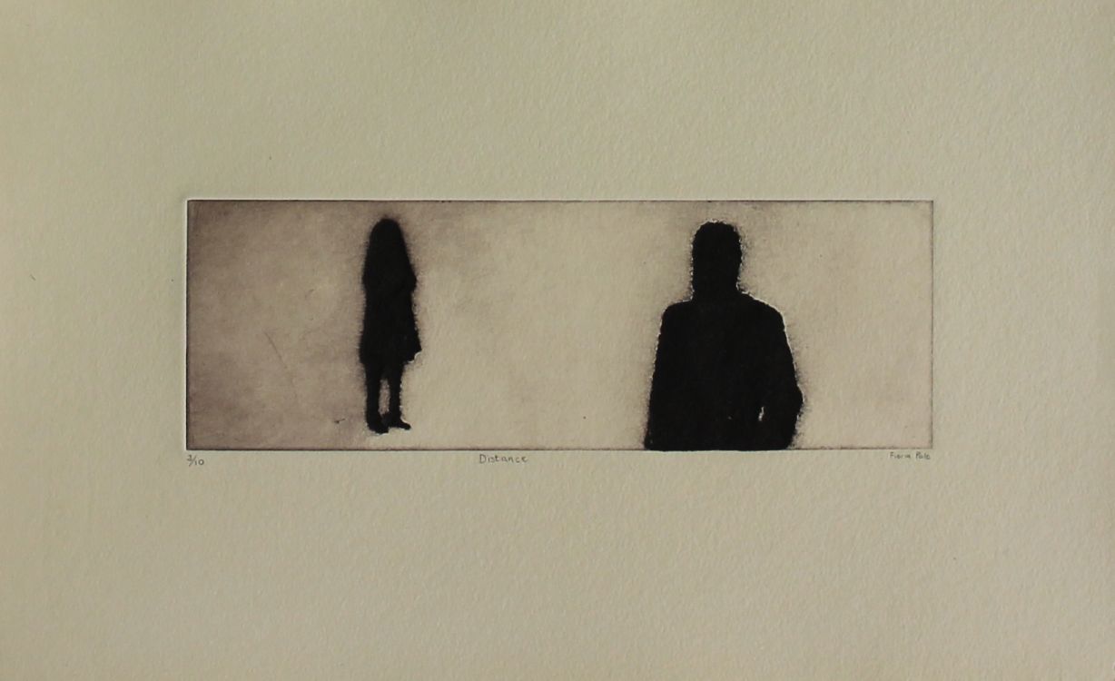 Click the image for a view of: Distance. 2014. Carborundum print. Edition 10
